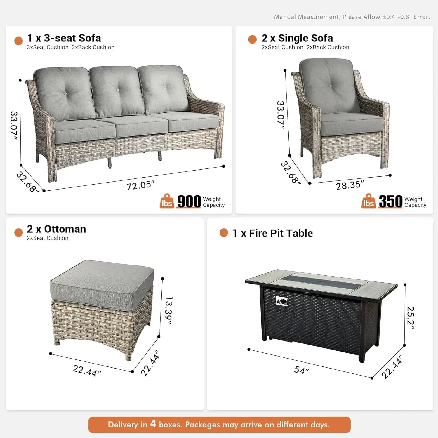 Outdoor Patio Furniture Set with Fire Pit and Ottomans from PriceLows™