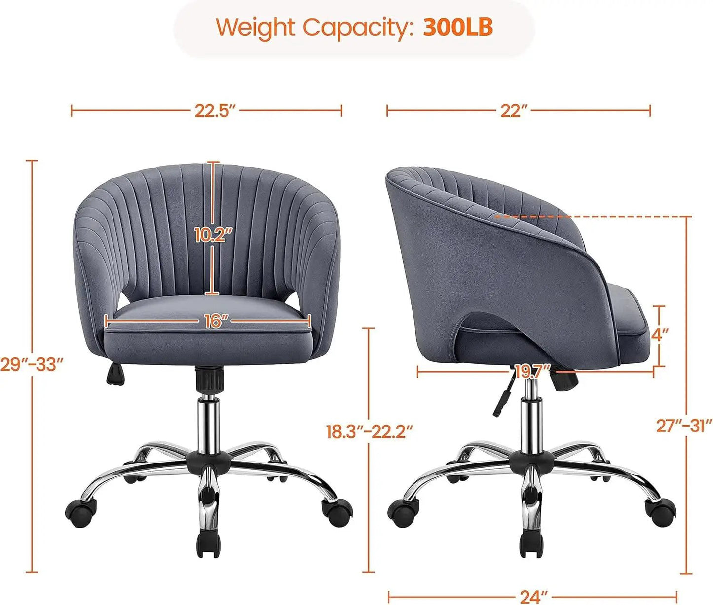 Dark Gray Velvet Swivel Office Chair Tufted Barrel Back from PriceLows™