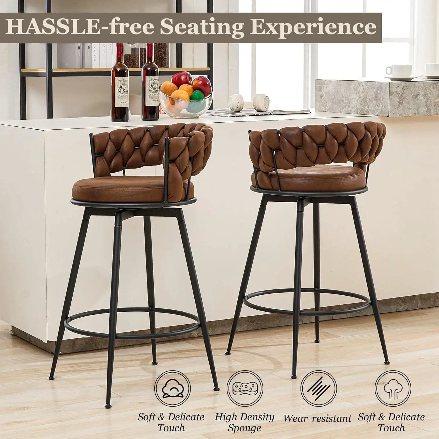 Modern Swivel Bar Stools Set of Two Stylish Design from PriceLows™
