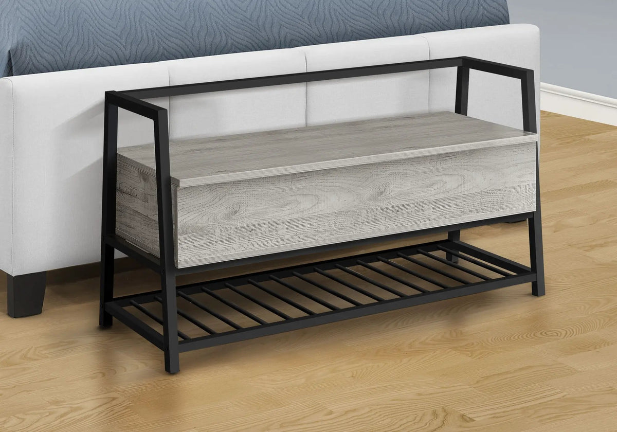 Flip-Top Storage Bench | Shoe Rack Combination | Contemporary Wood-Look Finish | 42 Inch Length