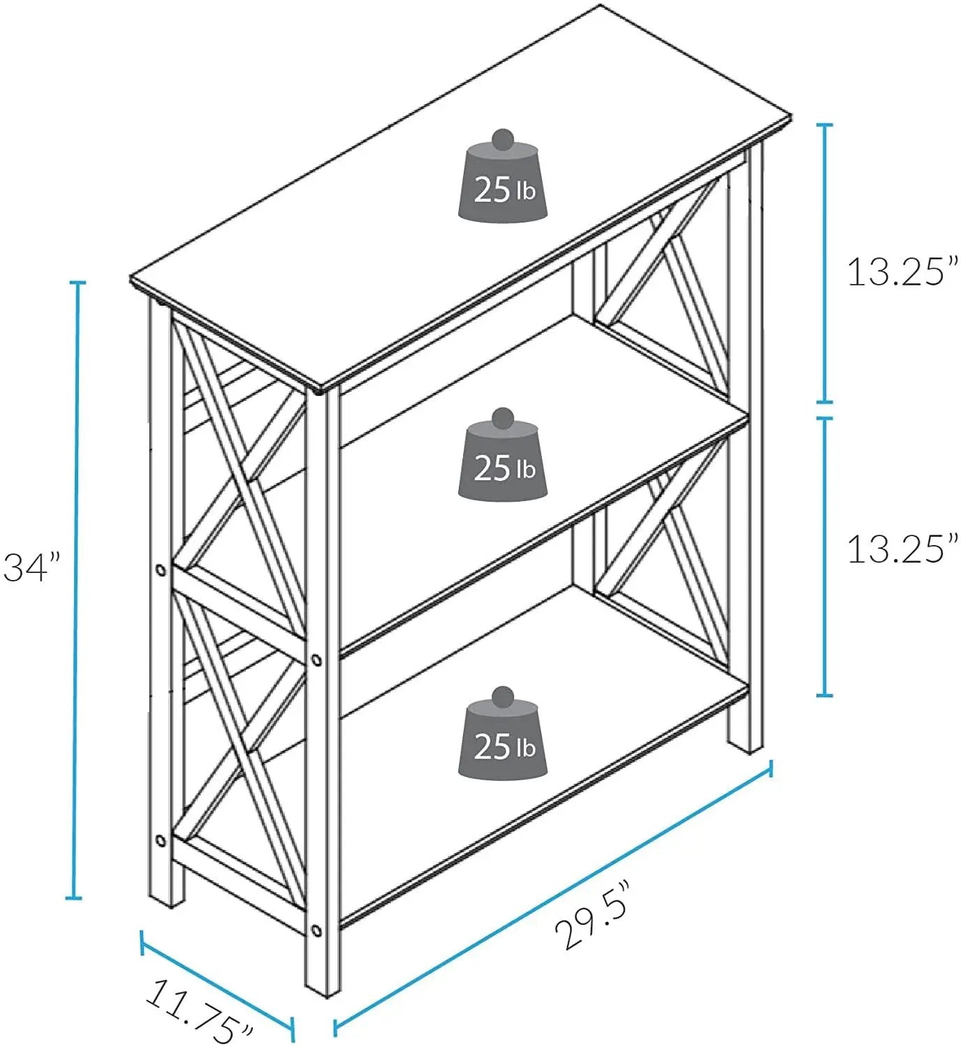 Three Shelf Solid Wood Bookcase For Living Room Storage from PriceLows™