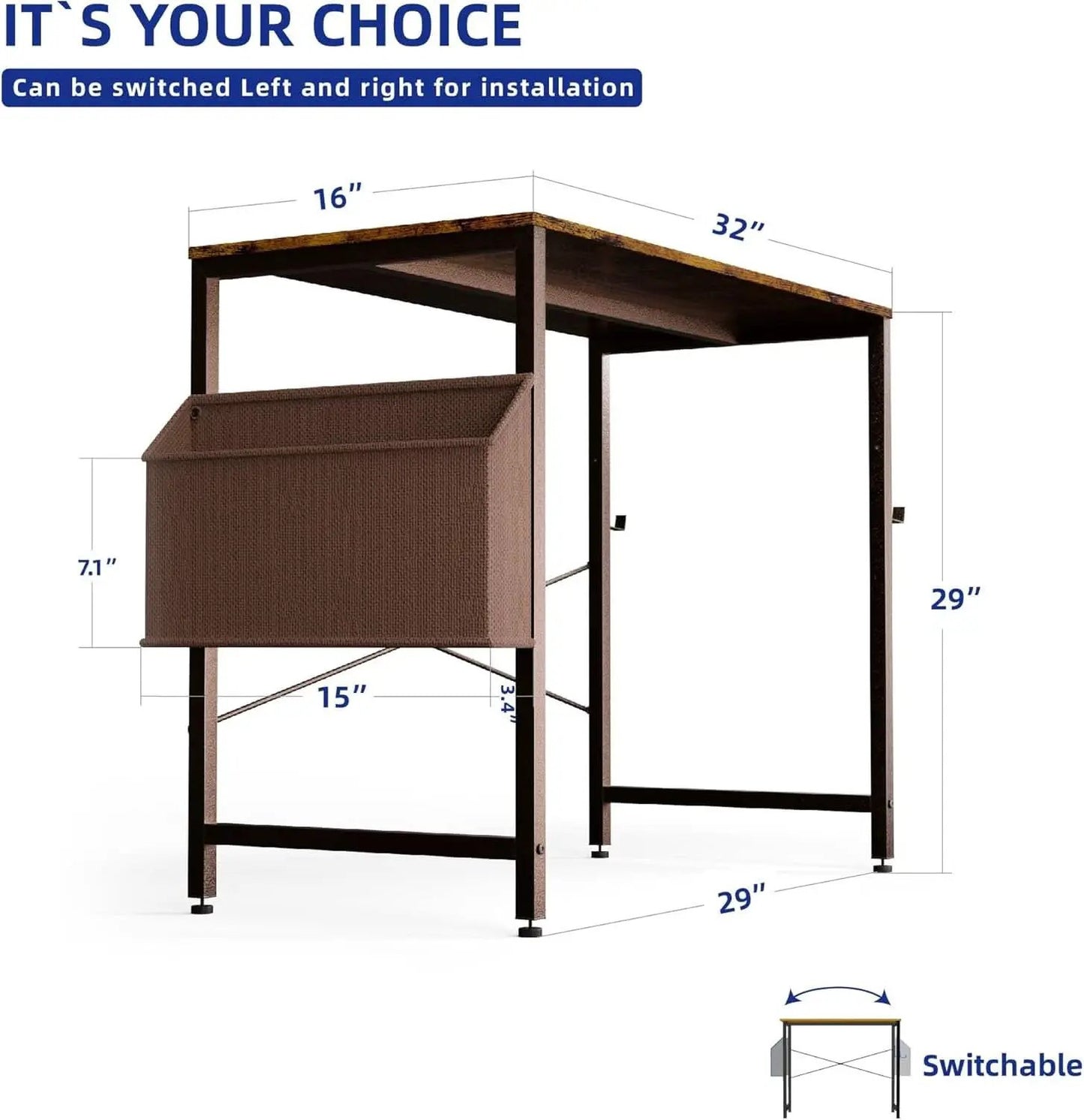 32 Inch Computer Desk For Small Spaces With Storage And Headphone Hook from PriceLows™