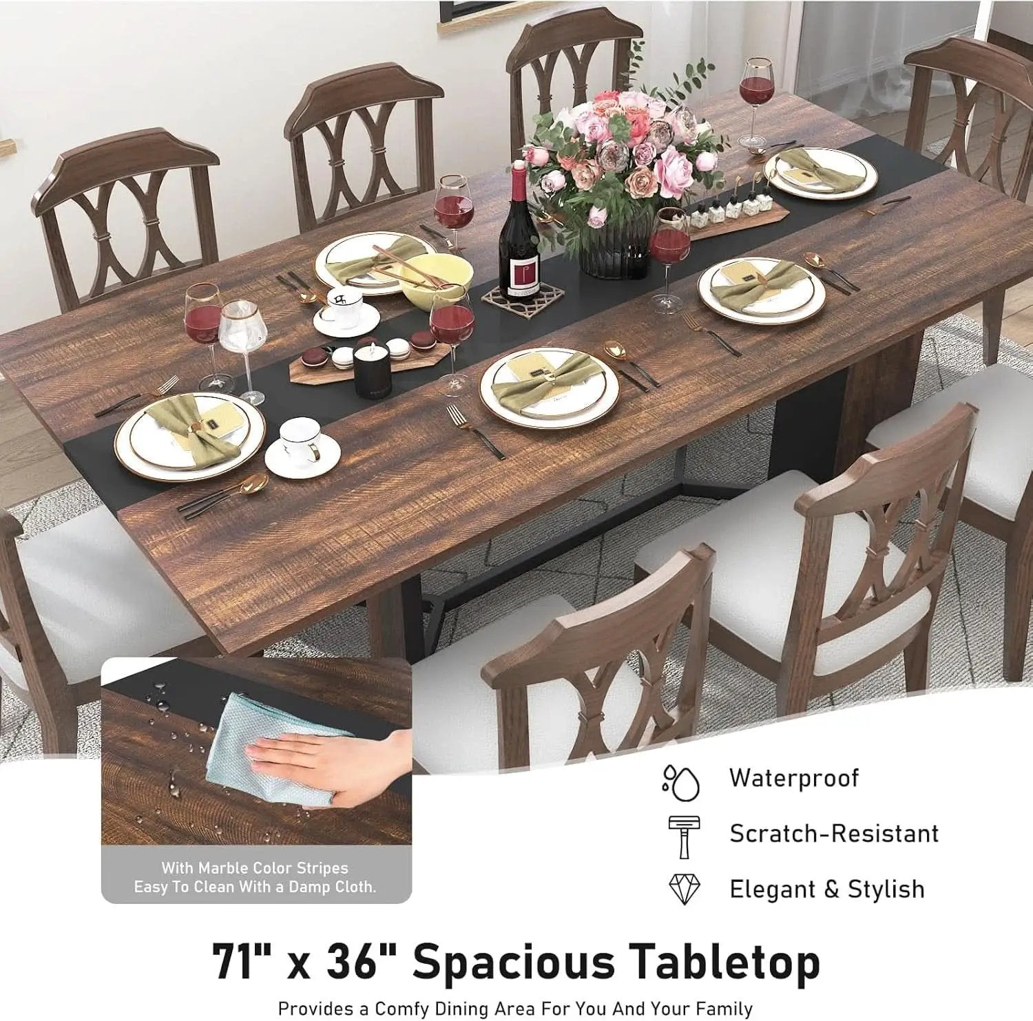 71In Large Rectangular Dining Table With Brown Tabletop from PriceLows™