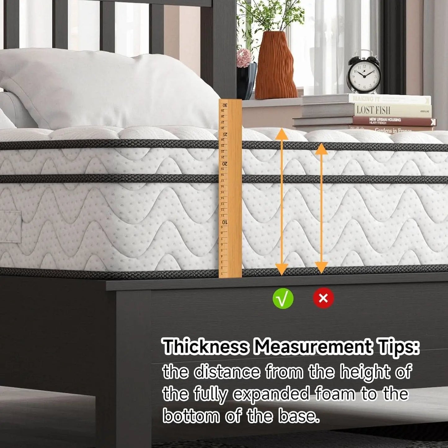 Twin Size Mattress 12Inch Fiberglass Free Memory Foam Hybrid from PriceLows™