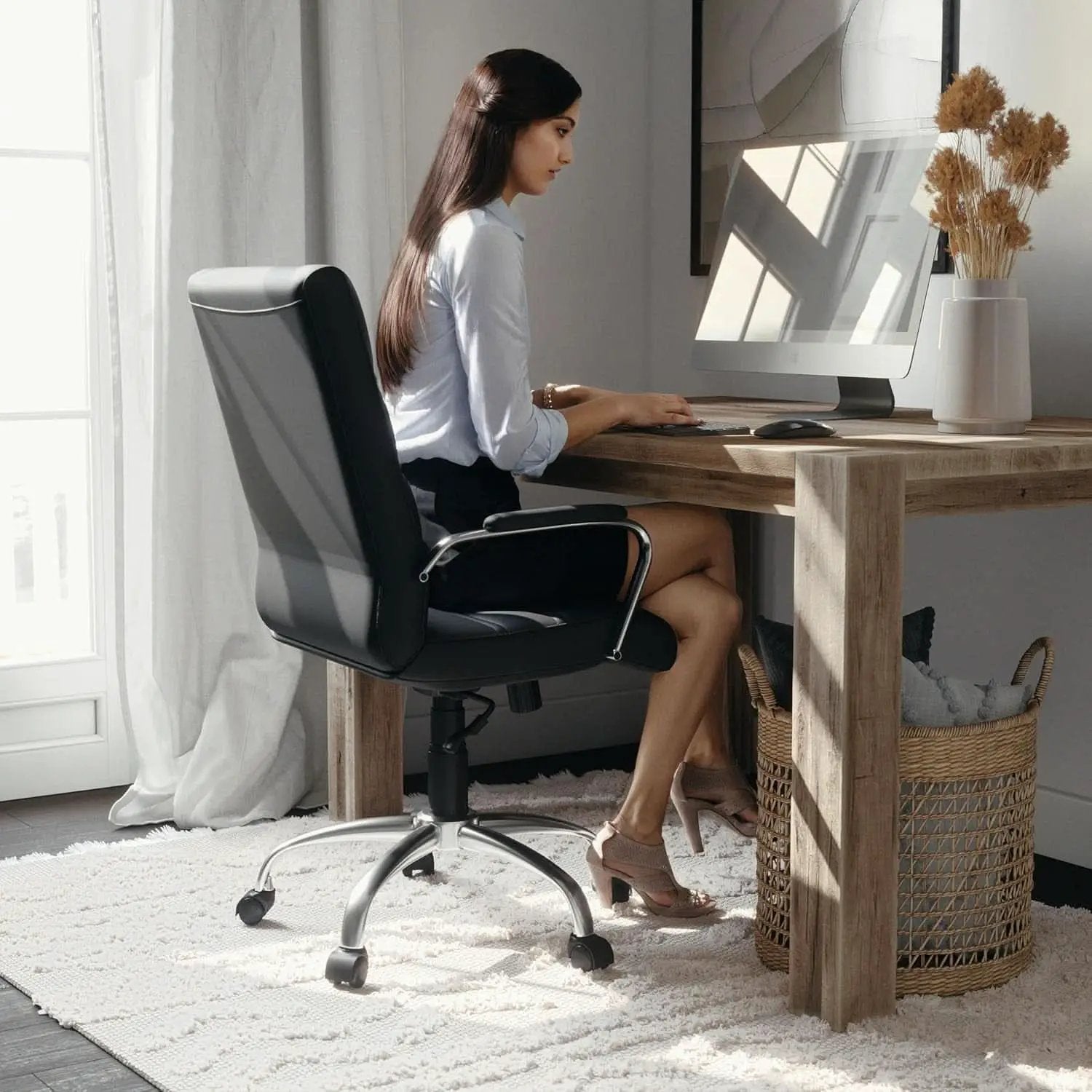 Desk Chair Black Adjustable Office Chair Home Study from PriceLows™
