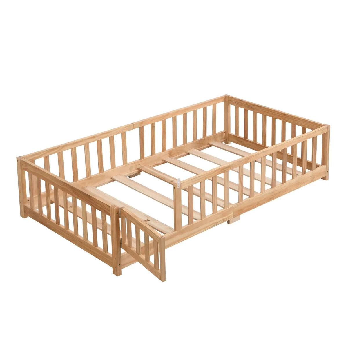 Floor Bed | Solid Wood | Safety Guardrails | Toddler Size