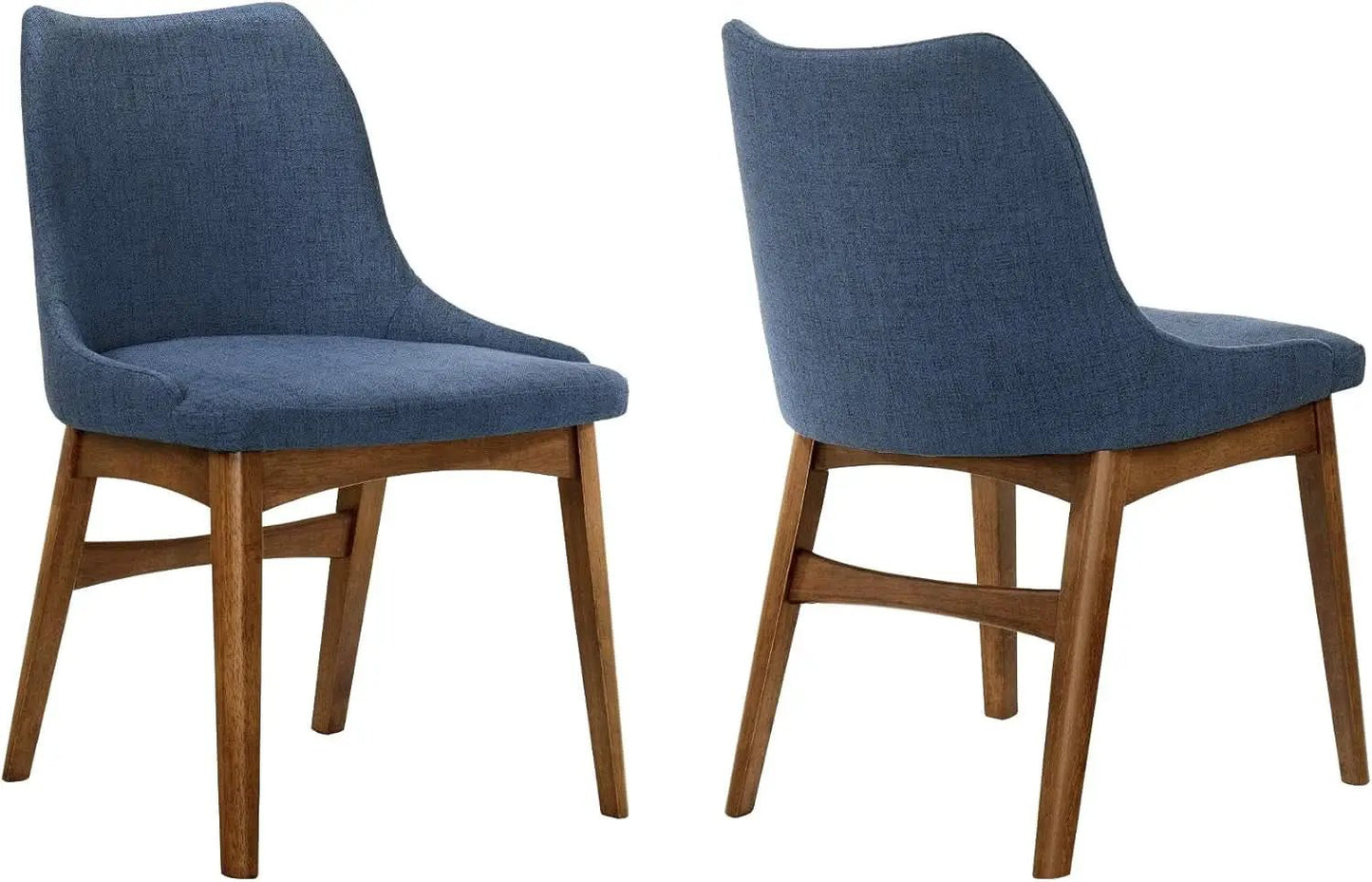 Azalea Blue Fabric and Walnut Wood Dining Chairs Set of 2 from PriceLows™