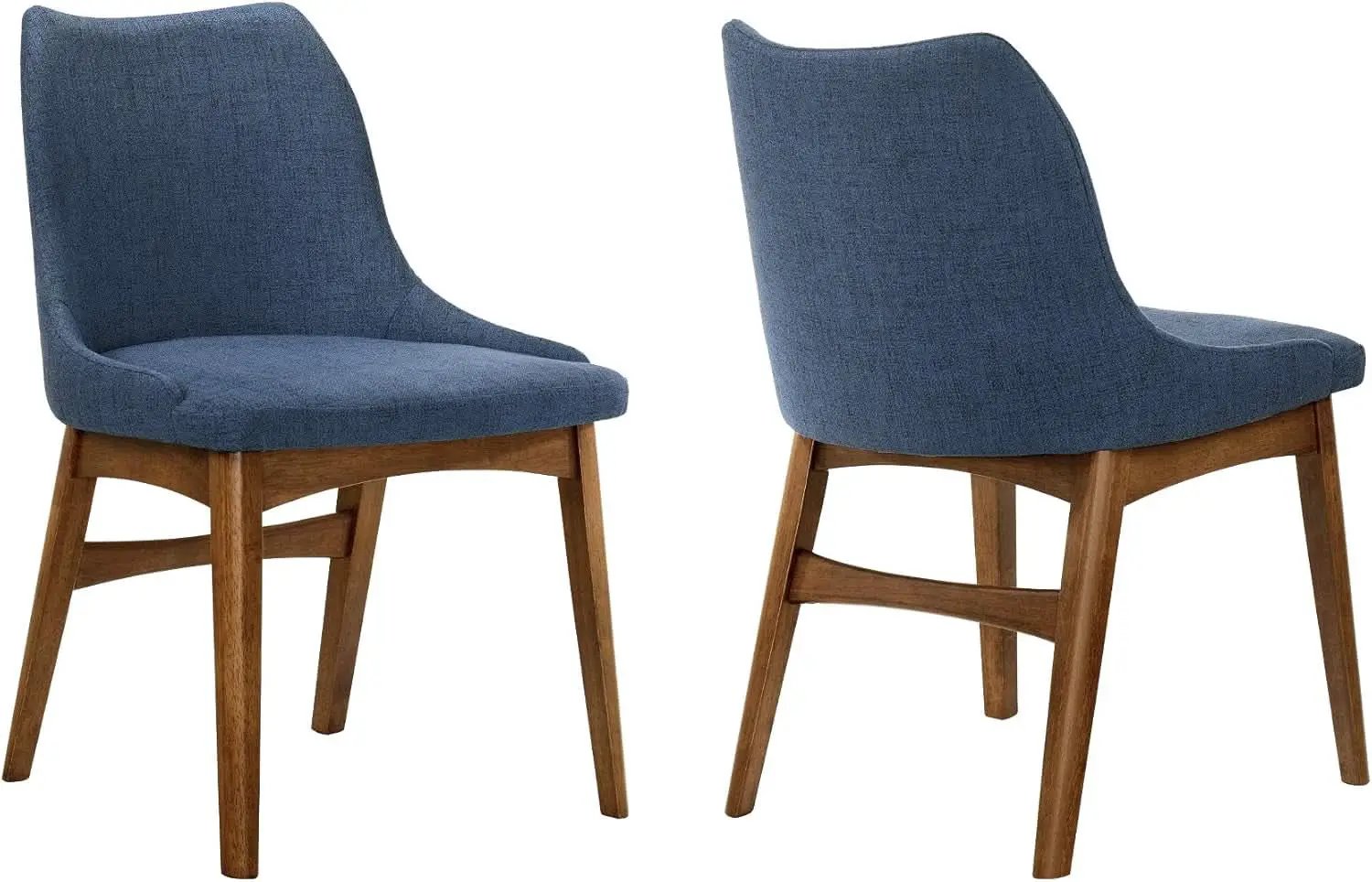 Azalea Blue Fabric and Walnut Wood Dining Chairs Set of 2 from PriceLows™