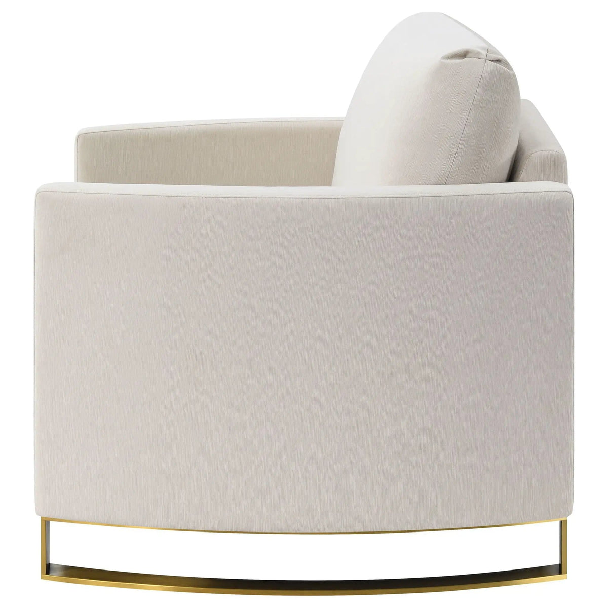 Corliss Upholstered Curved Track Arm Chair | 38.5 x 36.5 x 36 in | Velvet & Stainless Steel | Beige
