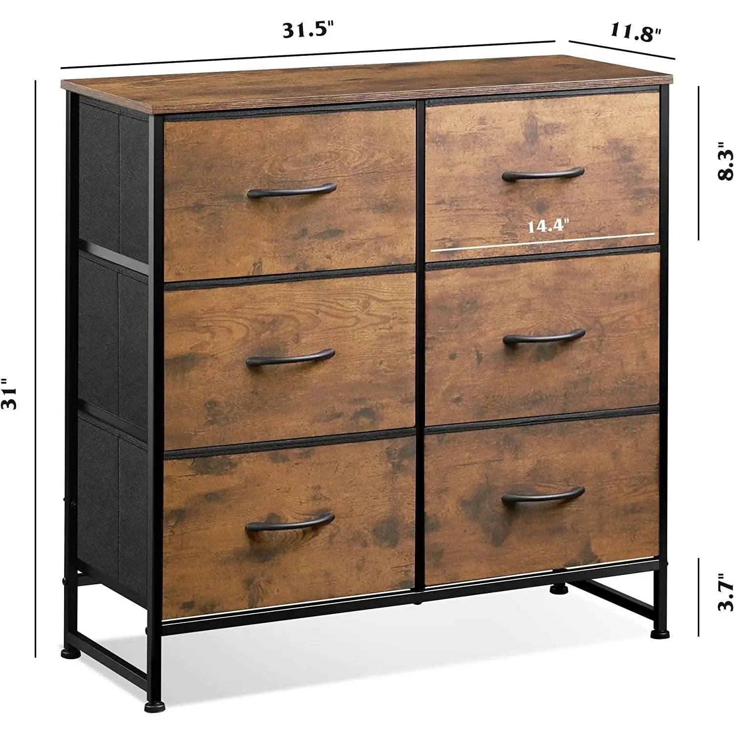 6 Drawer Dresser Rustic Brown For Bedroom Storage Solutions from PriceLows™