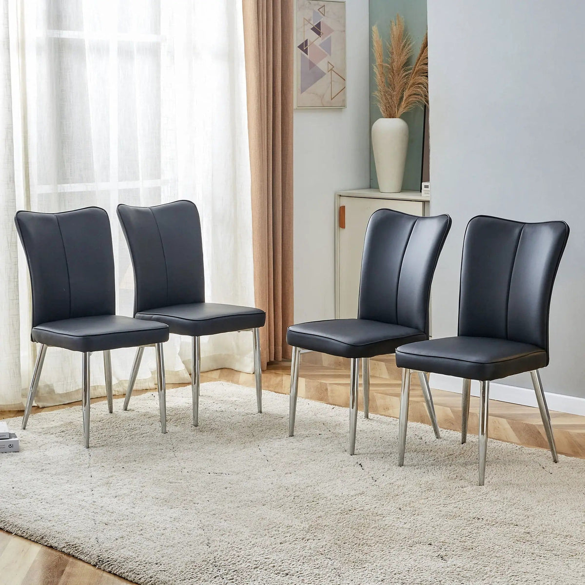 Modern Minimalist Dining Chairs With Metal Legs Chair Set | 17.3 x 17.7 x 35 in | Metal | Dining Room