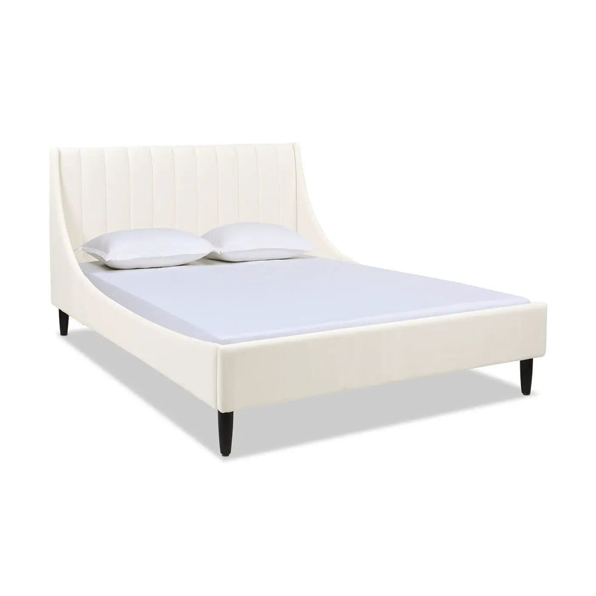 Aspen Vertical Tufted Modern Headboard Platform Bed Set | 8 Pieces | Fabric & Plywood | Bedroom