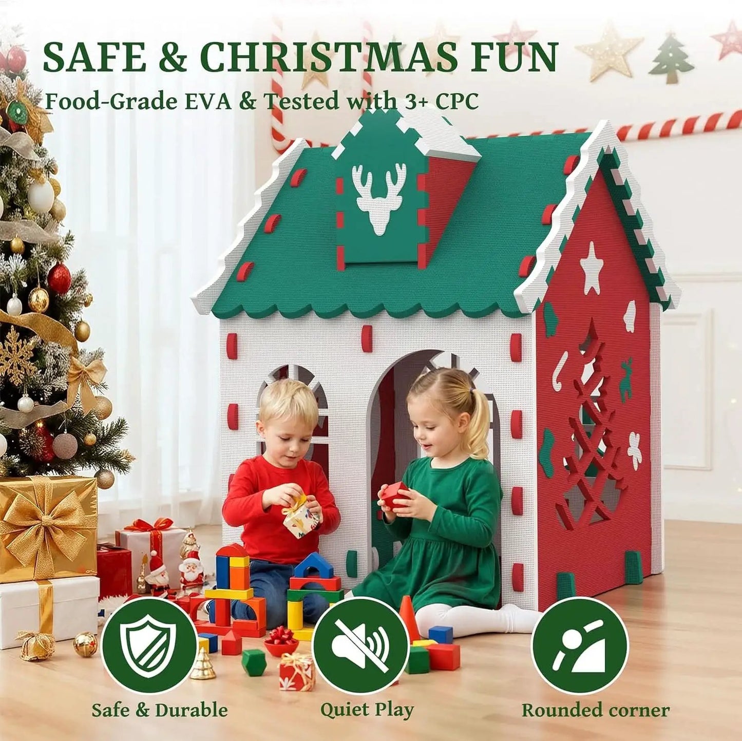 Holiday Season Kids Indoor Outdoor White EVA Playhouse from PriceLows™