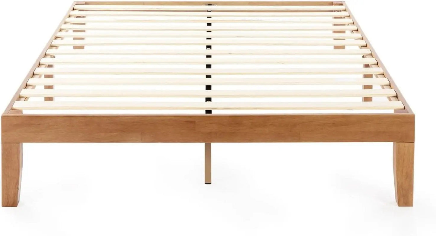Queen Solid Pine Platform Bed With Slats No Box Spring from PriceLows™
