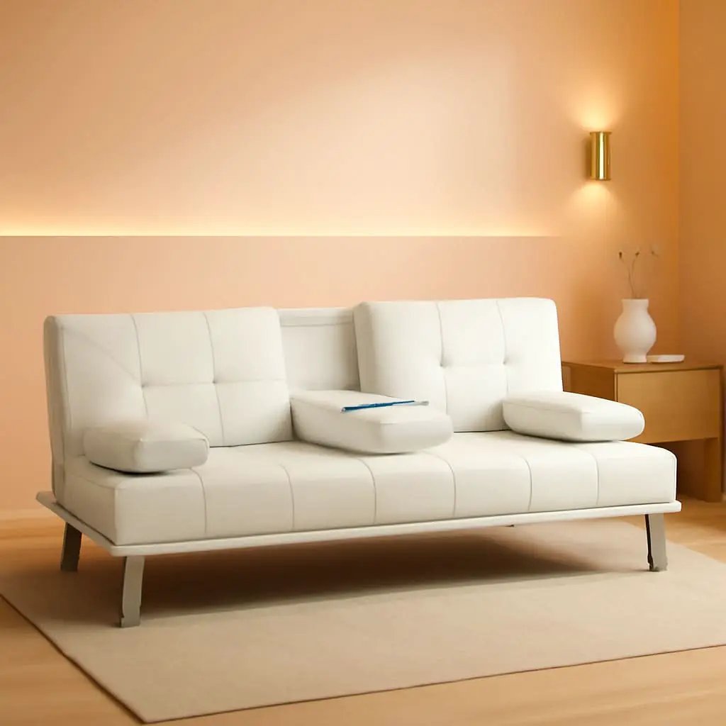 Convertible Sofa Bed With Cup Holders And Adjustable Back from PriceLows™