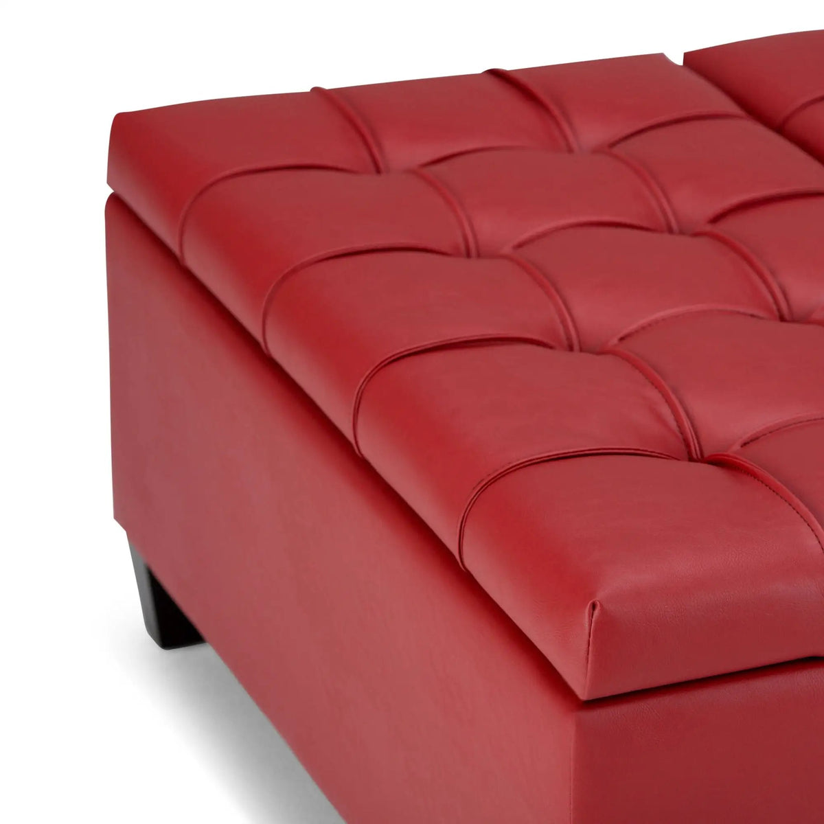 Coffee Table Storage Ottoman | Lift Top Hinge | Solid Wood Base | Large Square