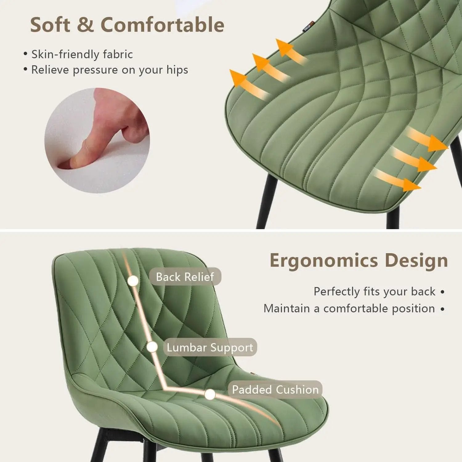 Dining Chairs Set of 2 Olive Cushioned Upholstered from PriceLows™
