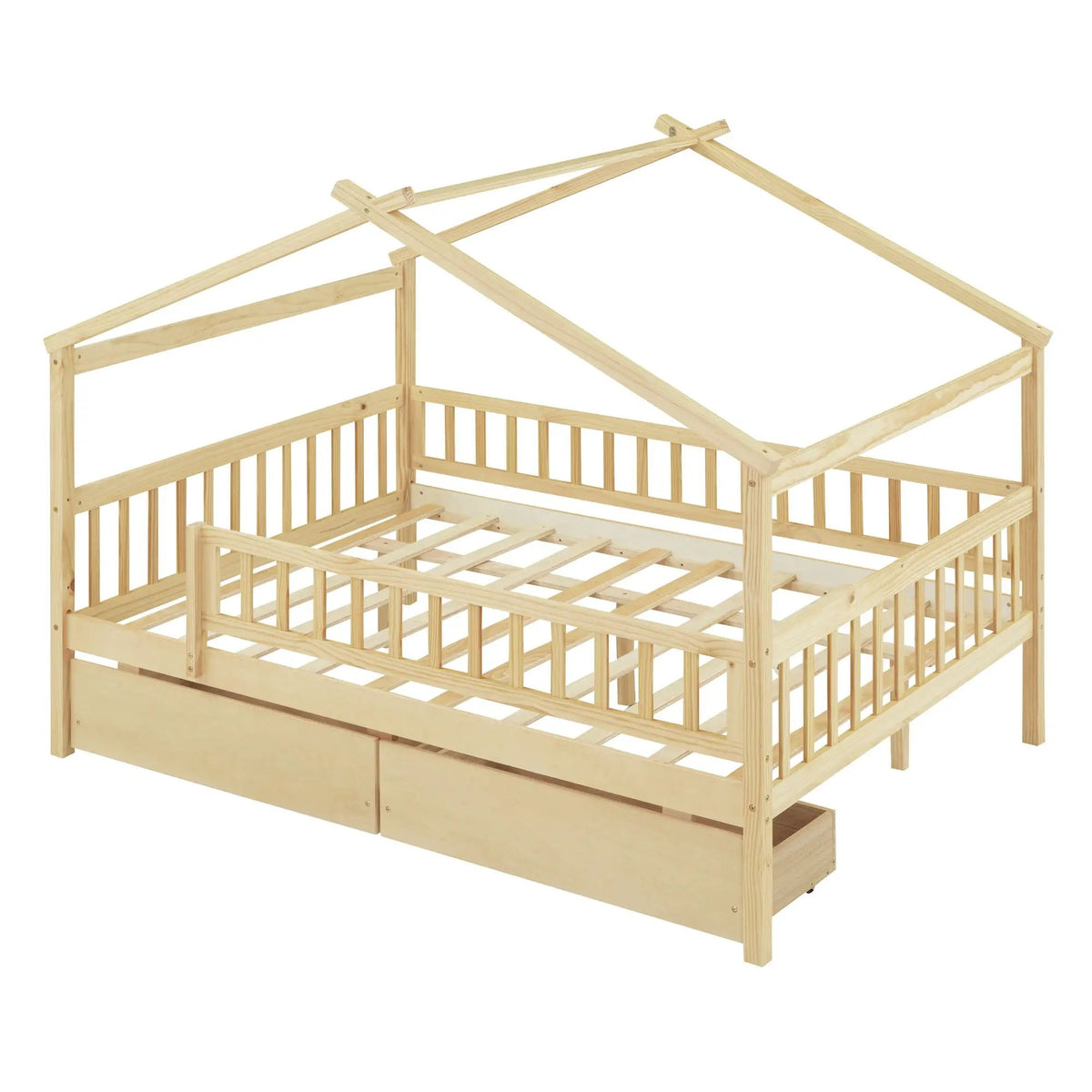 Kids House Bed With 2 Drawers | Sky Roof Design | Classic House Shape | 62.9 Inch Height
