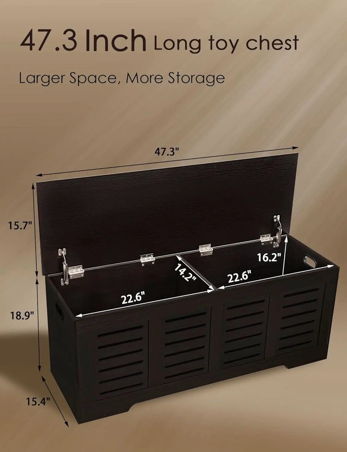Espresso 47.3Inch Wood Storage Chest FlipTop Hinges from PriceLows™