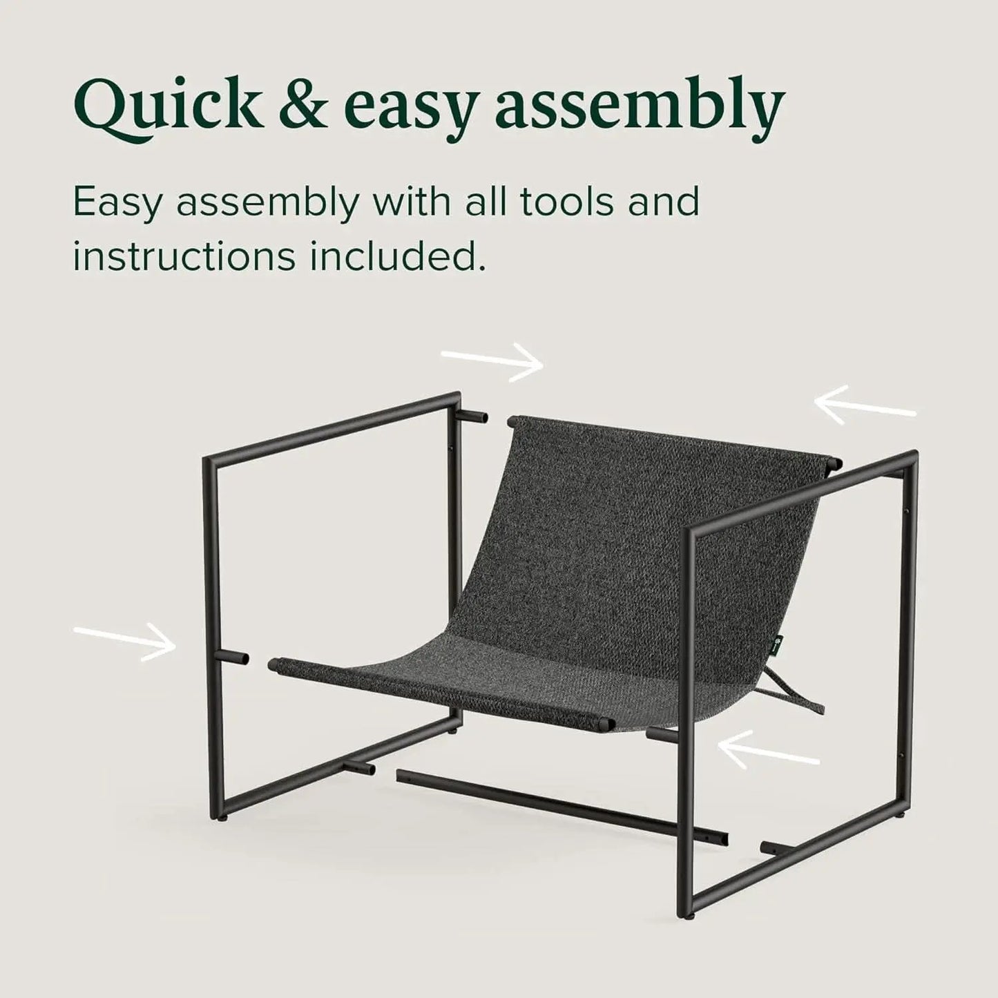 Aidan Sling Chair Dark Grey Metal Frame Shredded Foam from PriceLows™