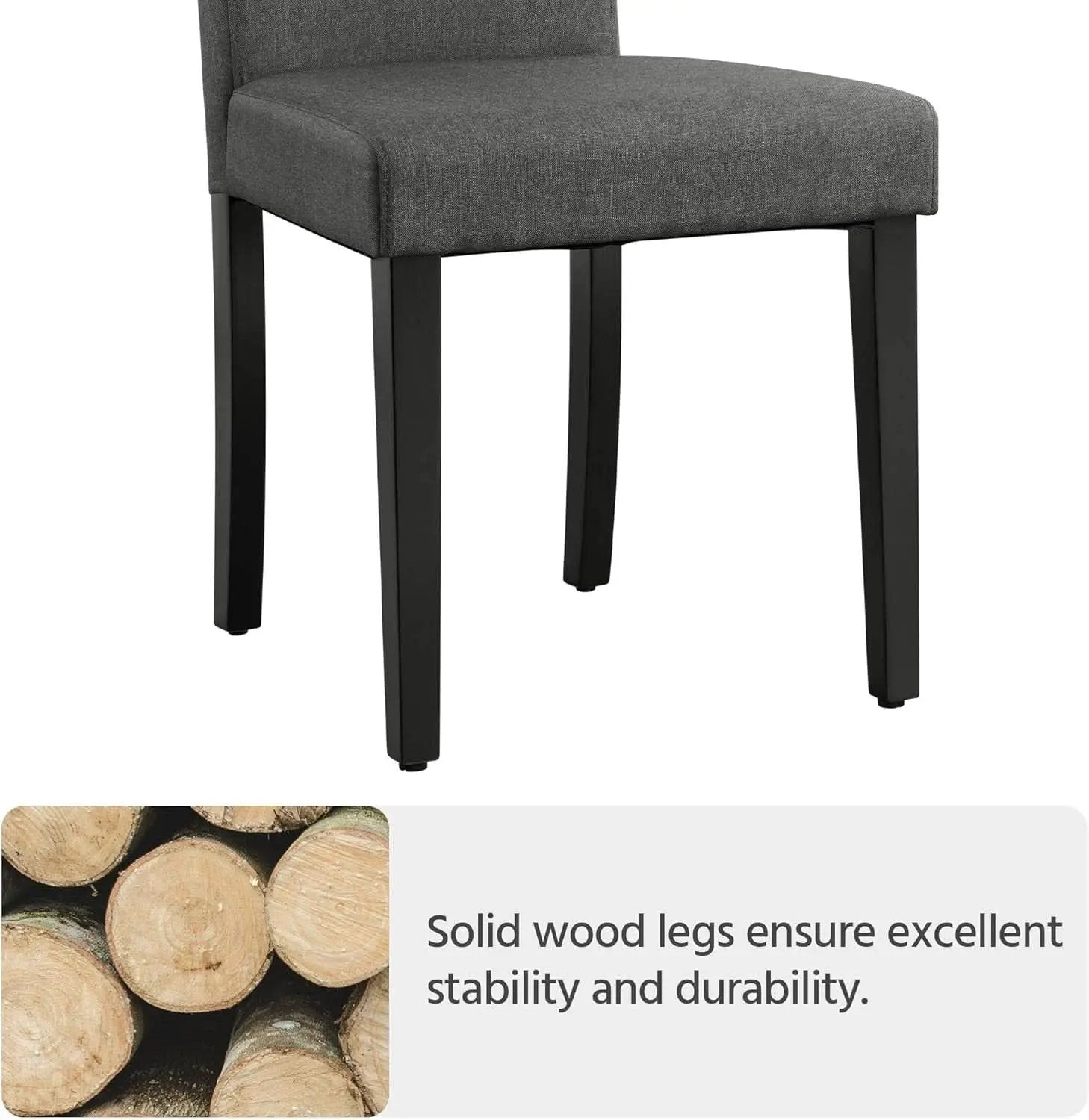 Dark Grey Upholstered Dining Chairs Set Of 4 With Wood Legs from PriceLows™