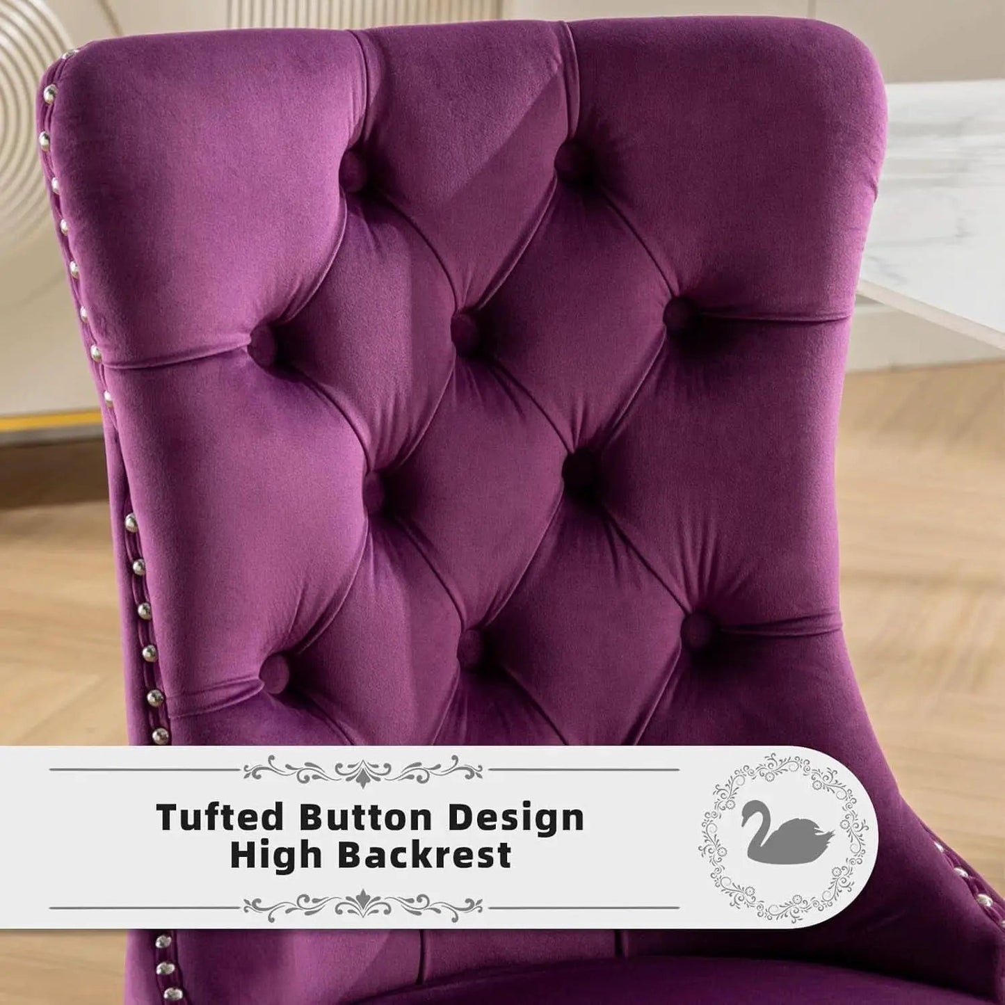 Velvet Dining Chairs Set Of 4 With Nailhead Trim And Silver Plated Legs from PriceLows™