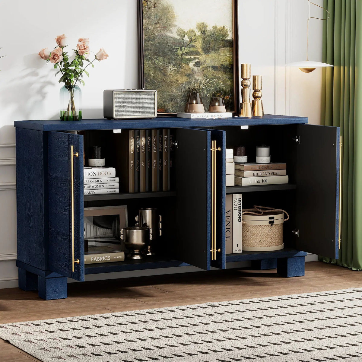 Sideboard | 3 Adjustable Shelves | Wood Grain Finish