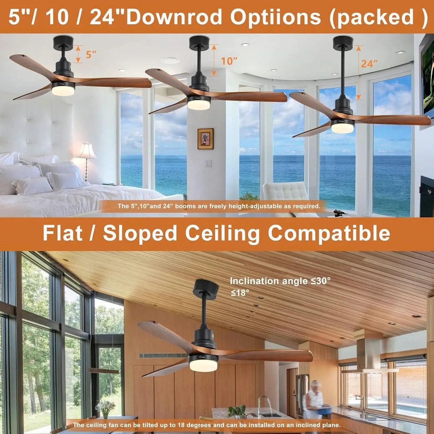 52 Inch Ceiling Fan With Lights Remote Control Matte Black from PriceLows™