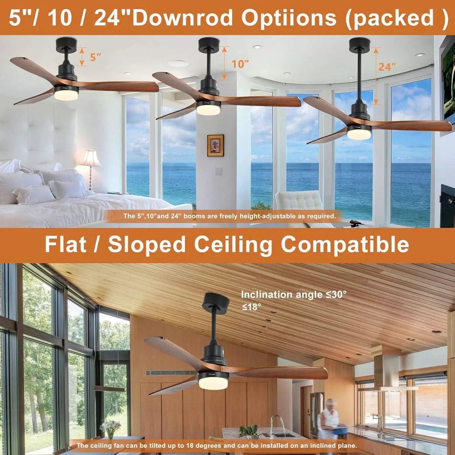52 Inch Ceiling Fan With Lights Remote Control Matte Black from PriceLows™