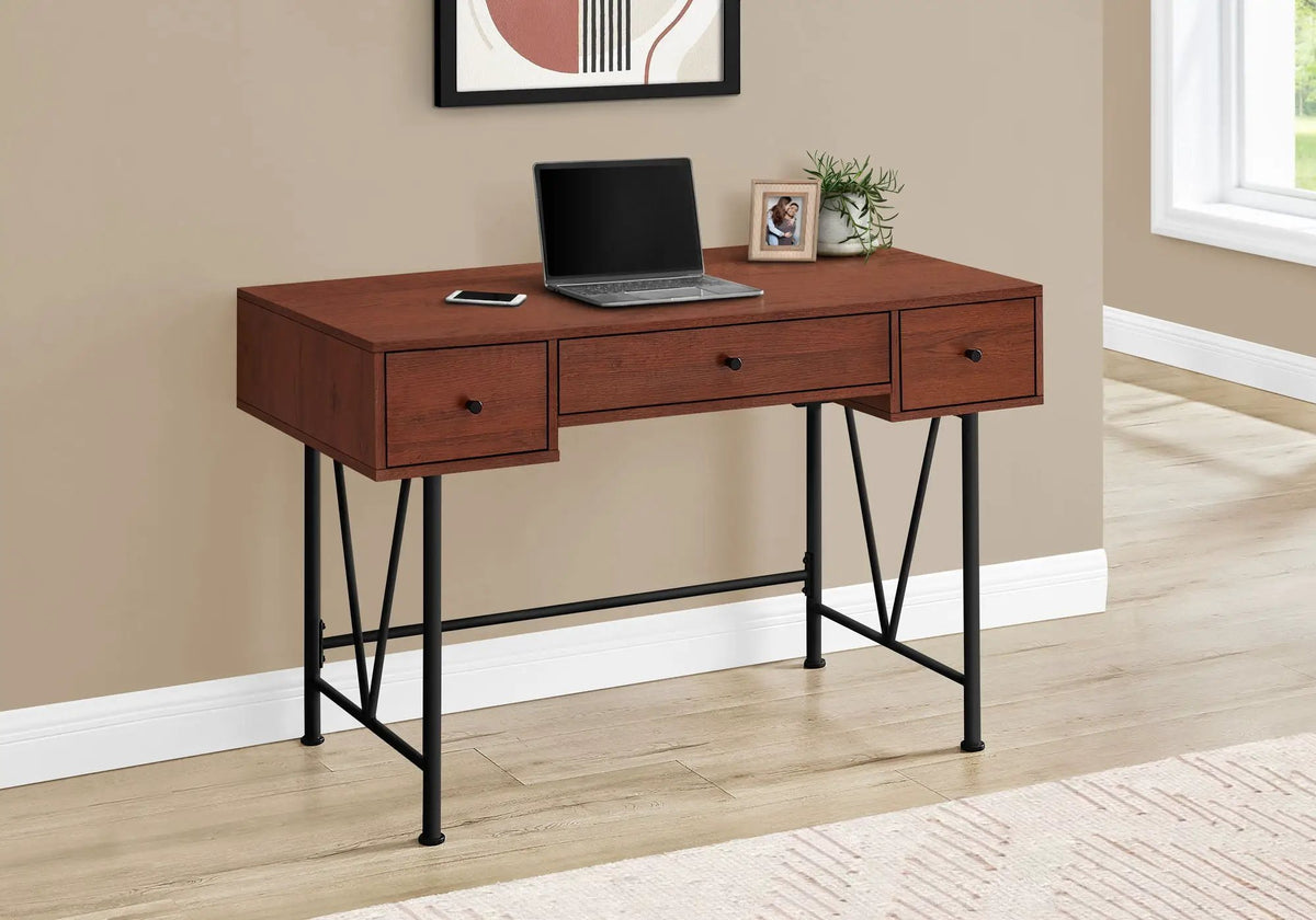 Transitional Computer Desk | Stylish Thick Paneled Design | Two Side Drawers | 30.5 Inch Height