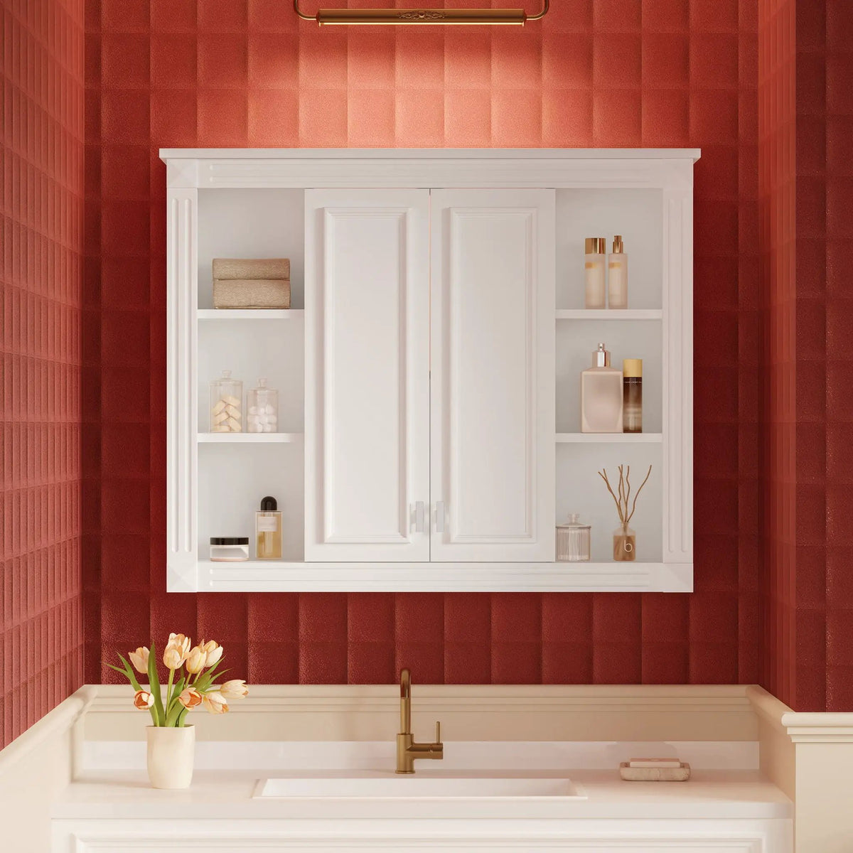 Wall Mounted Medicine Cabinet | Soft Closing Hinges | Adjustable Shelf | White