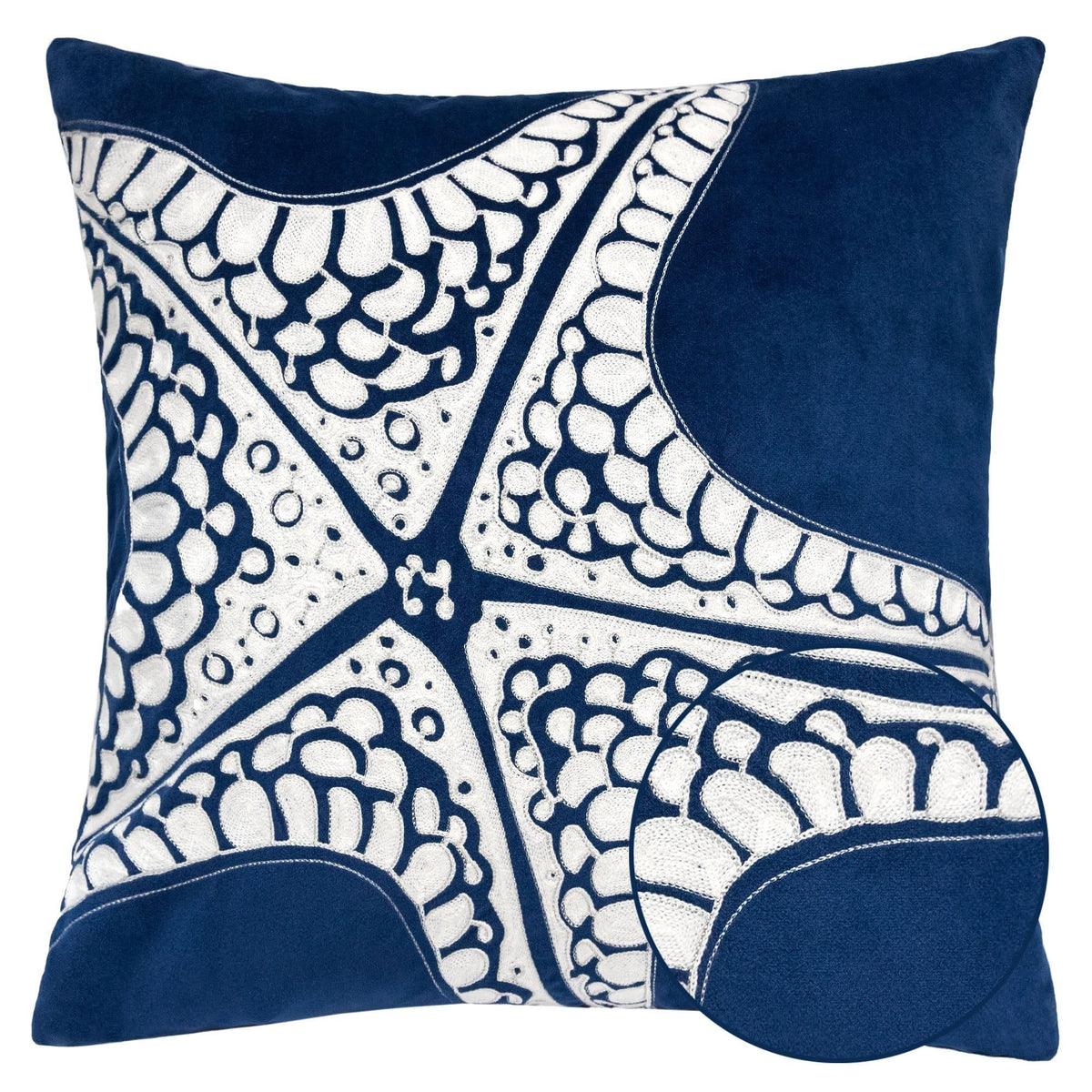 Seastar Starfish Pillow With Hidden Zipper (Set of 2) Indigo | Accent Pillow | Velvet & Polyester | Living Room