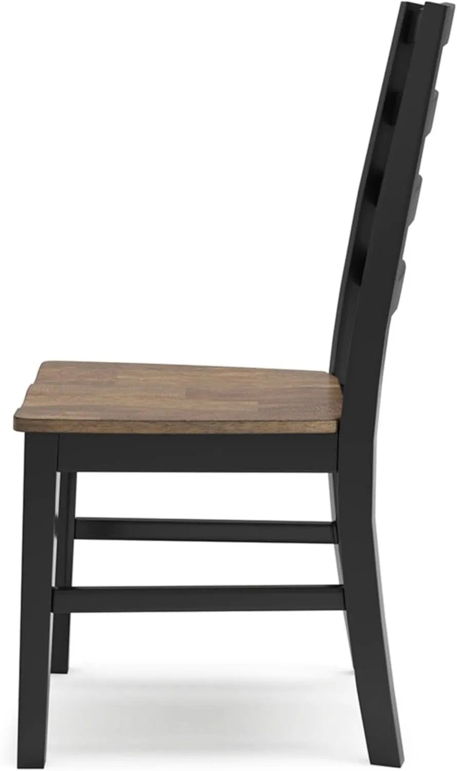 Armless Dining Chair Set 2 Two Tone Black and Brown from PriceLows™