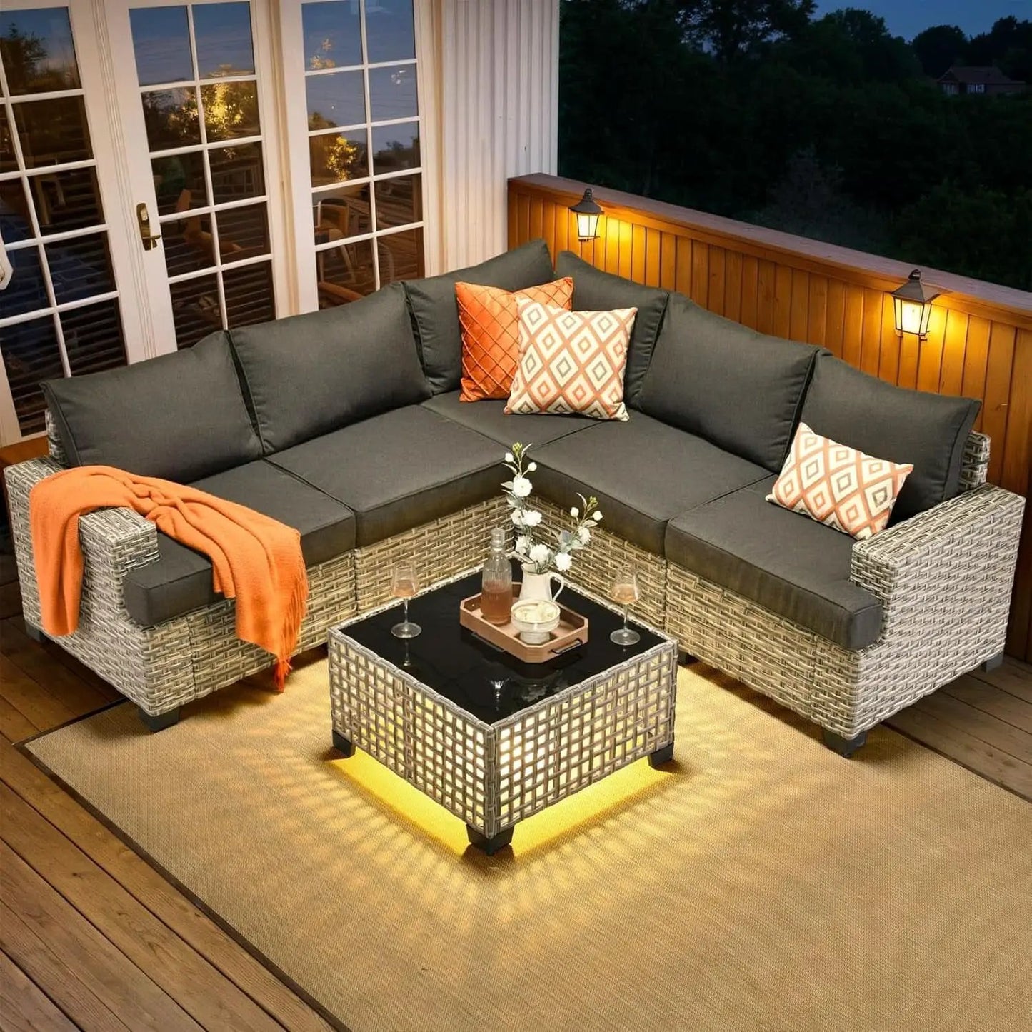 Six Piece Rattan Wicker Outdoor Sectional Sofa Set from PriceLows™