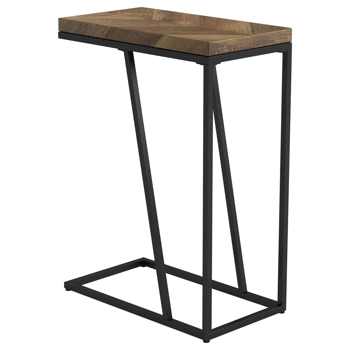 Sergio Engineered Wood C-Shaped Side Table Rustic Tobacco | 10 x 18 x 25 in | Engineered Wood & Metal | Home