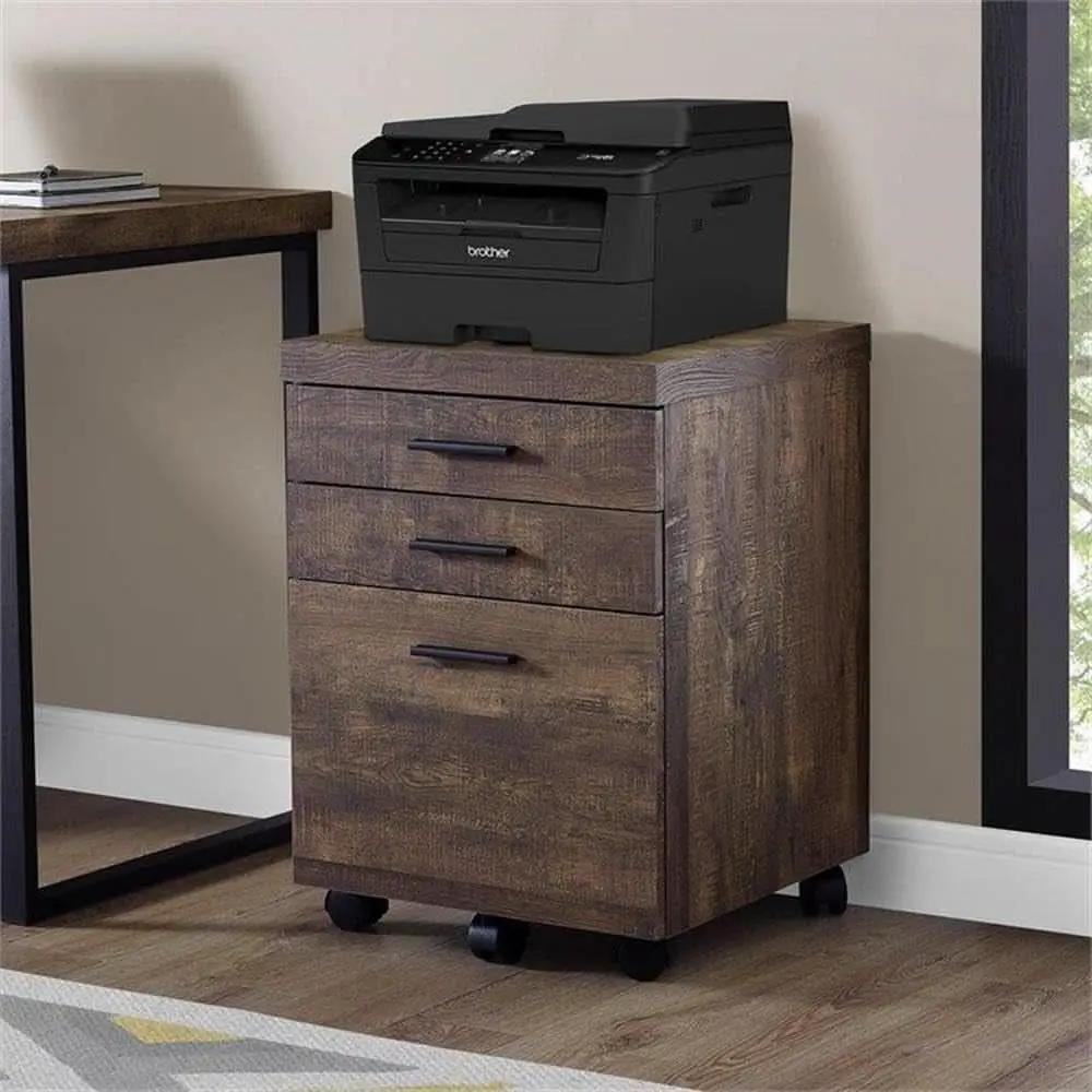 I 7400 Rolling File Cabinet 3 Drawer Brown Laminate from PriceLows™