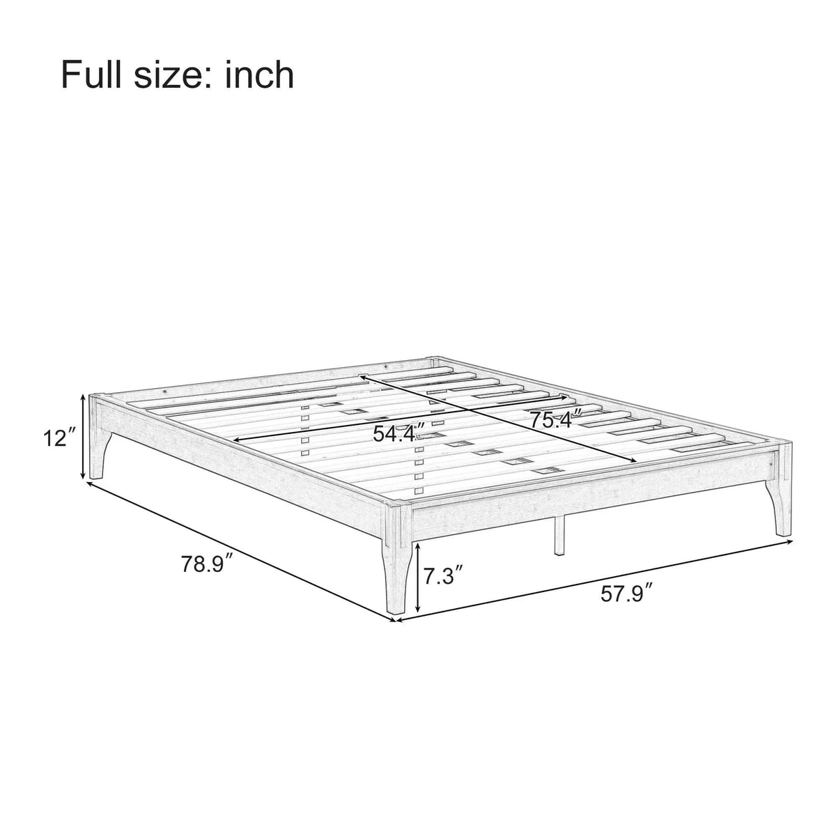 Solid Dry Bamboo Platform Bed Frame, With Slat Support | 6 Pieces | Bamboo | Bedroom