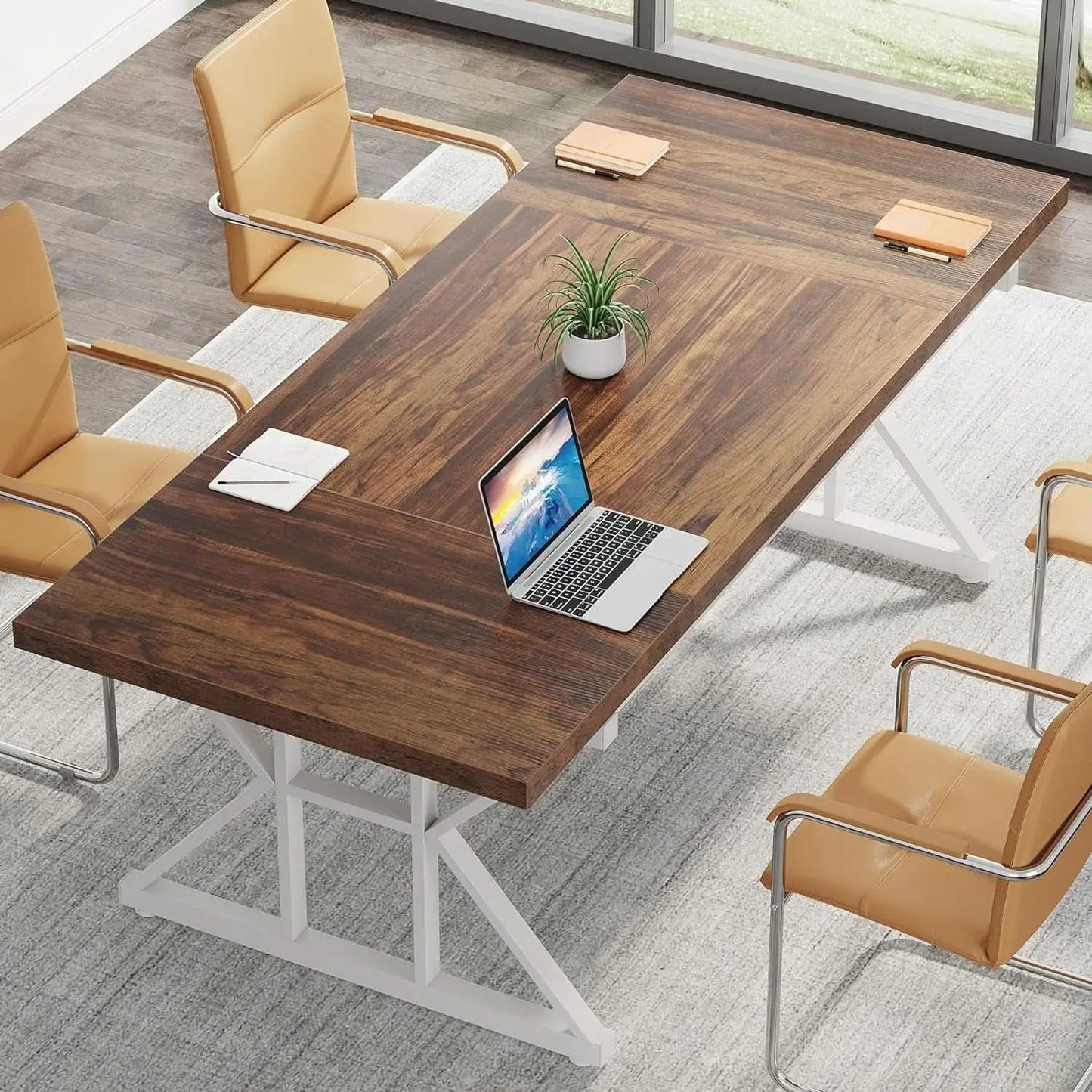 70.8 Inch Executive Desk Brown White Home Office Desk from PriceLows™