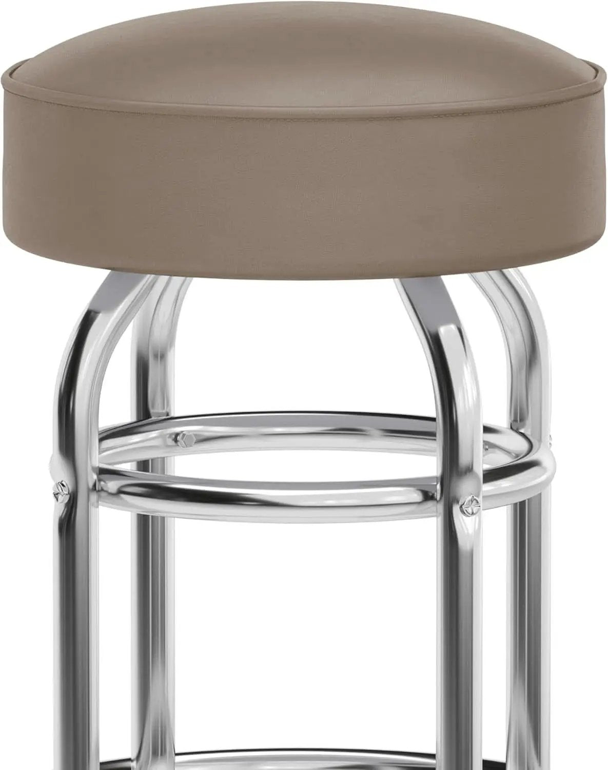 Bruno 2 Pack Chrome Bar Stools Beige Seats Swivel Set from PriceLows™