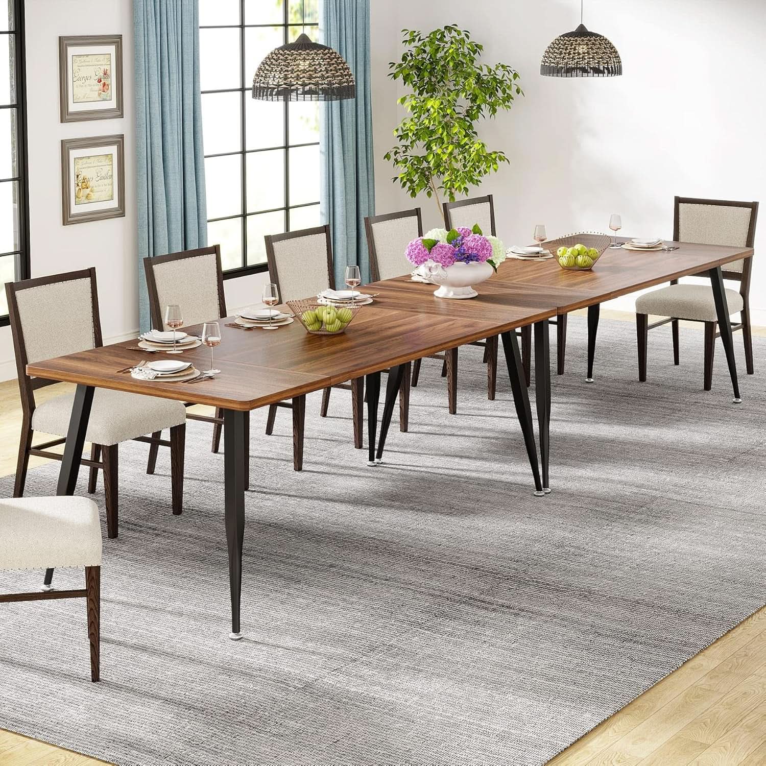 70.9 Inch Dining Table For 6 To 8 With Metal Legs Rustic from PriceLows™