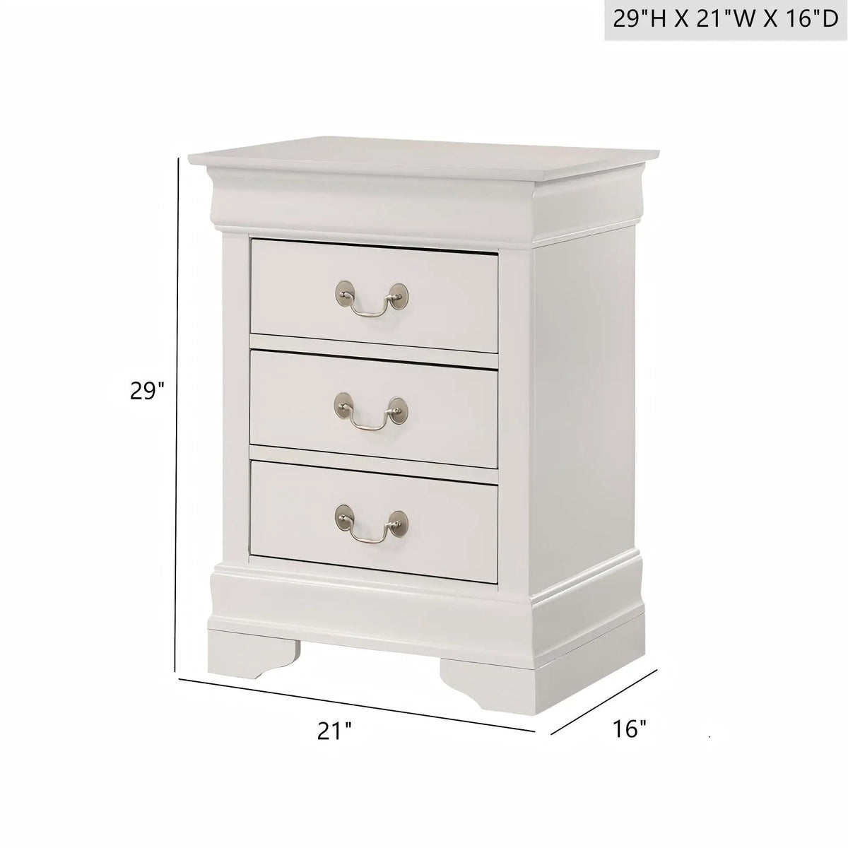 Louis Phillipe Nightstand | Traditional Wood Design | English Dovetailed Drawers | Metal Center Guides