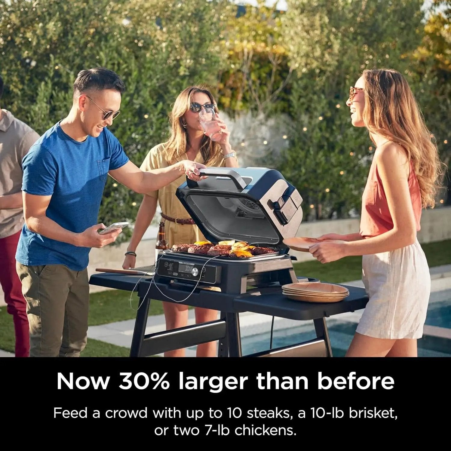 XL Smart Grill Smoker 7 In 1 With App Control Black from PriceLows™