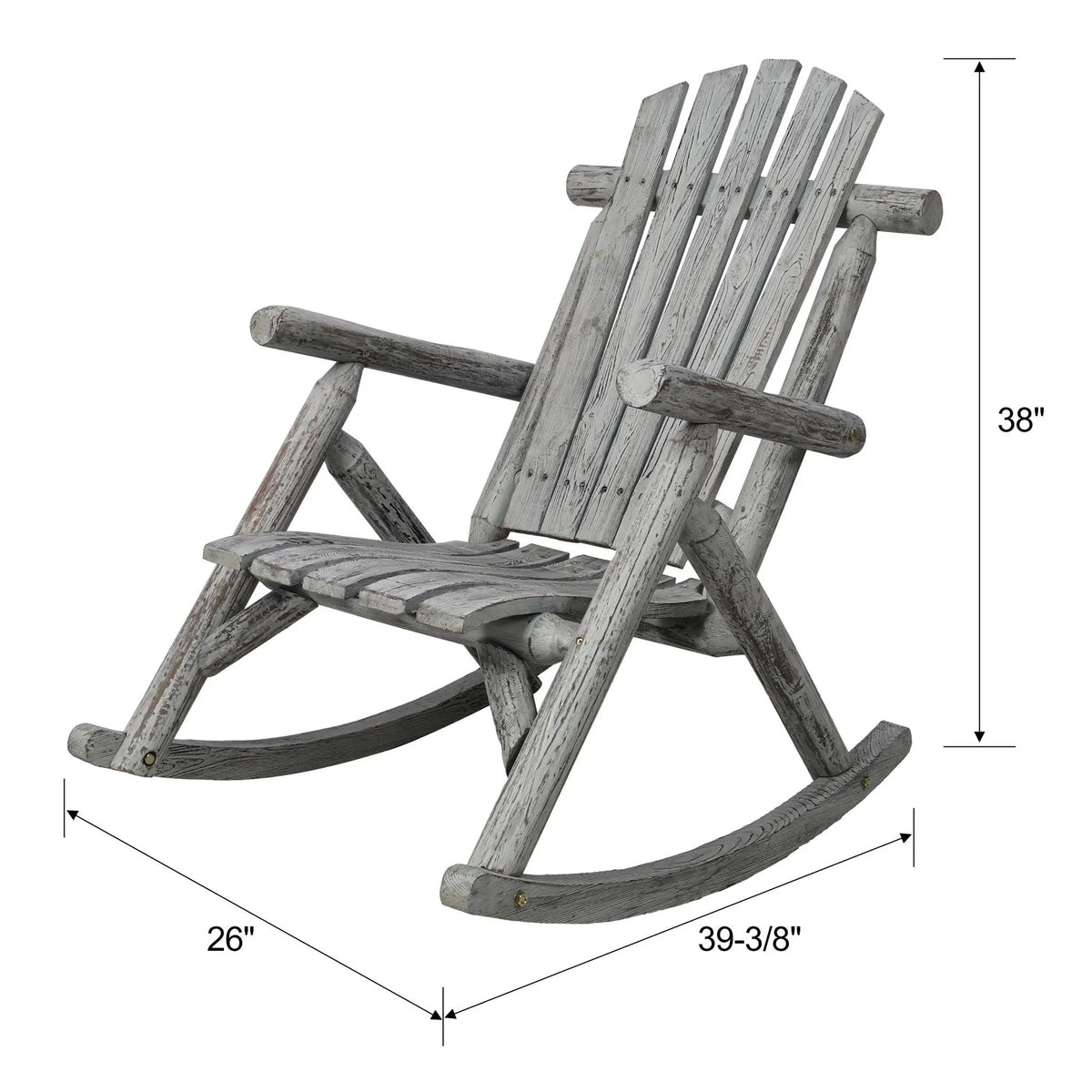 Wooden Porch Rocker | Fir Log Rocking Chair | Ergonomic Design | Indoor Outdoor Use