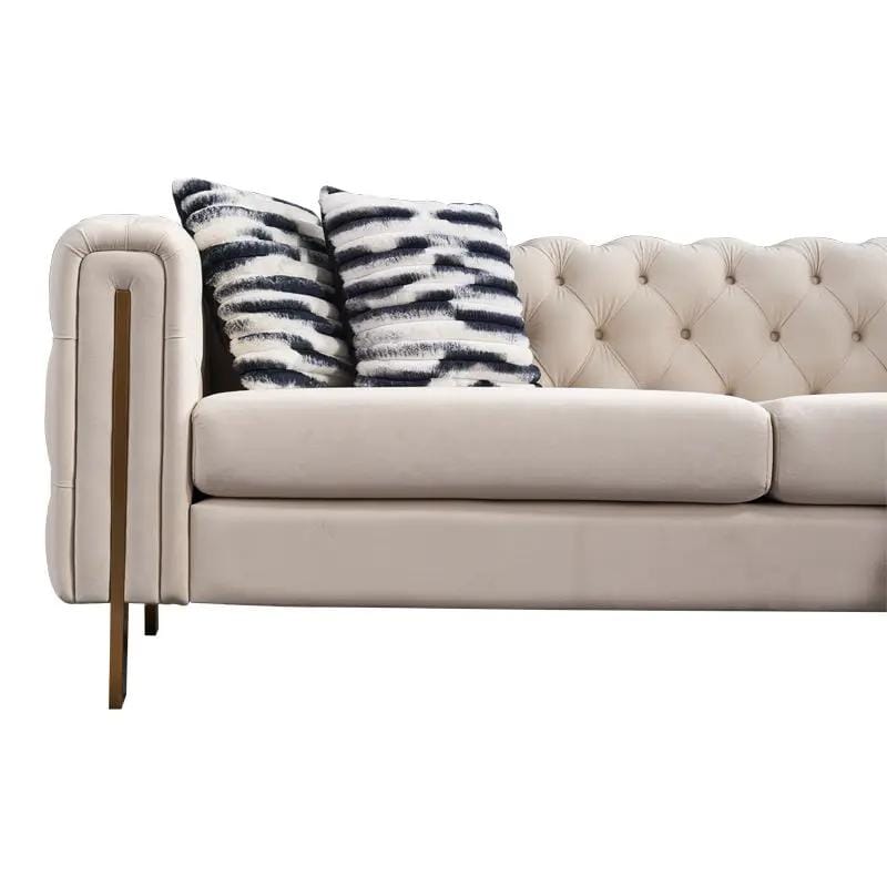 Chesterfield Modern Tufted Living Room Sofa, 84.25''W Couch | Stationary Sofa | Metal & Wood | Living Room