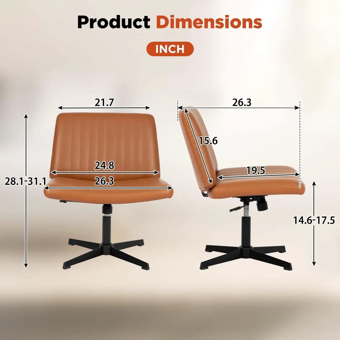 Criss Cross Armless Office Chair Height Adjustable Brown from PriceLows™
