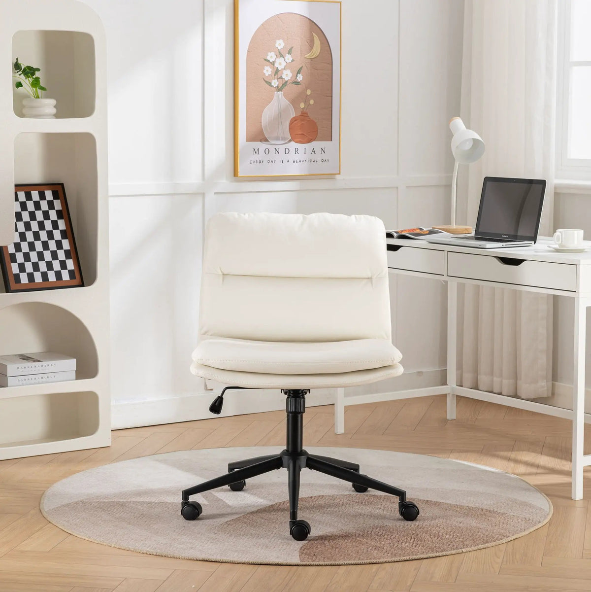 Dining Swivel Chair | Height Adjustable | Criss Cross Frame | White