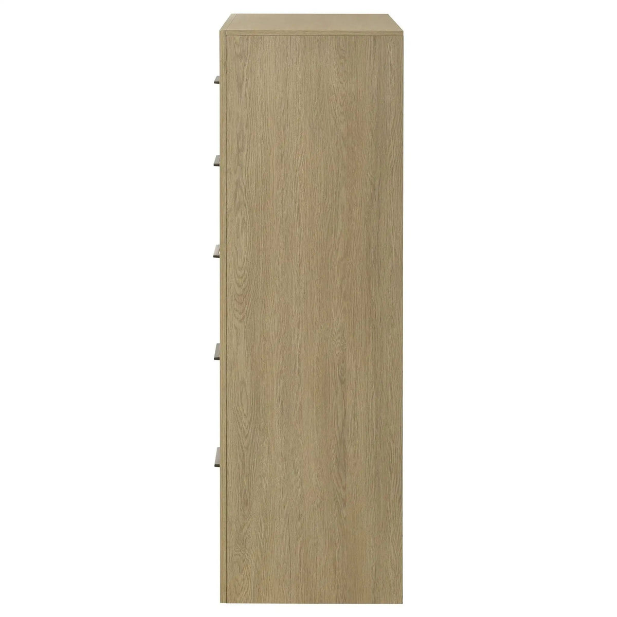 Hendricks 5-drawer Bedroom Chest of Drawers | 35.5 x 16.75 x 52.25 in | Engineered Wood & Metal | Light Oak