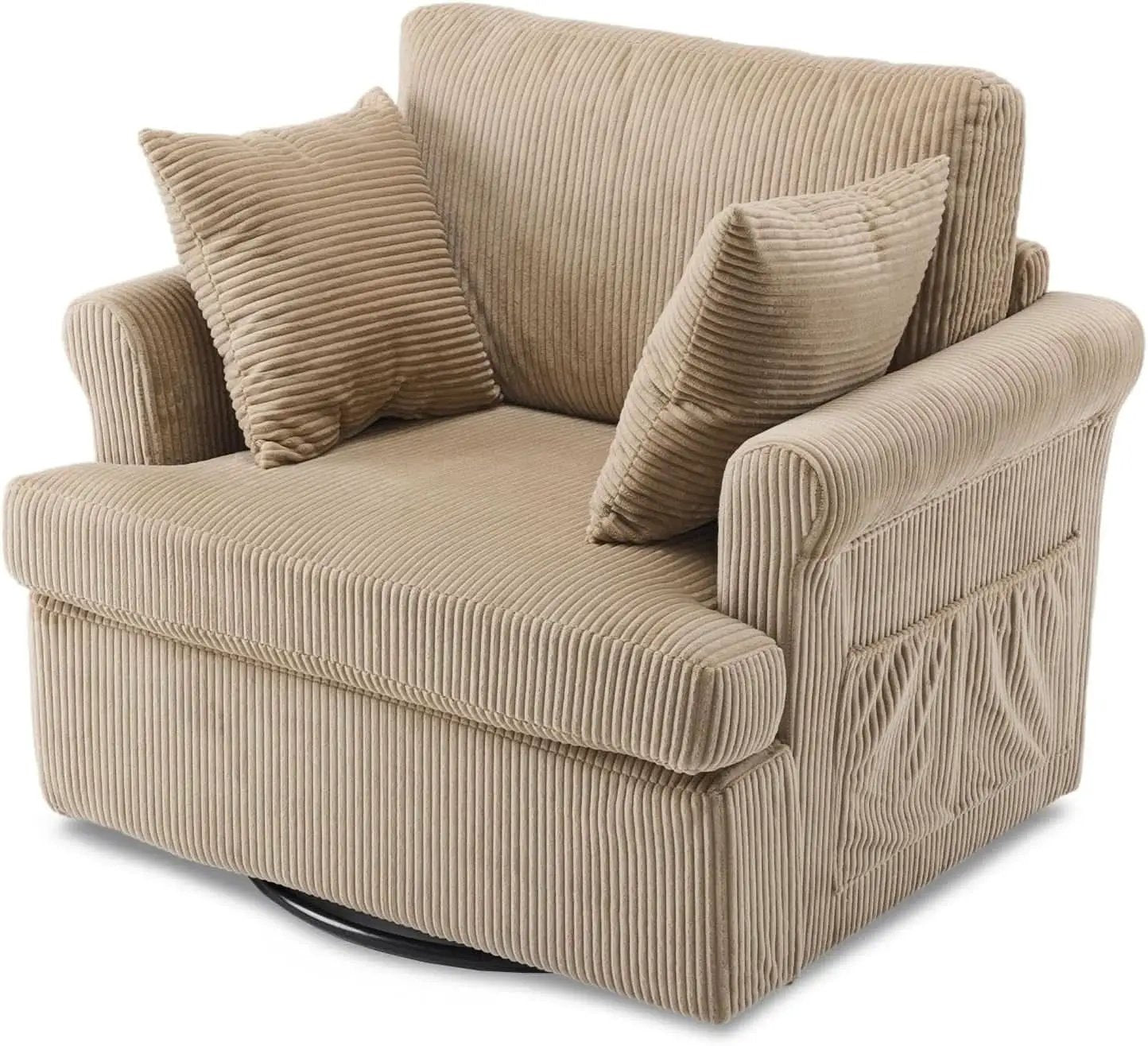 Vingl Modern 39.2Inch ExtraWide Swivel Armchair Khaki from PriceLows™