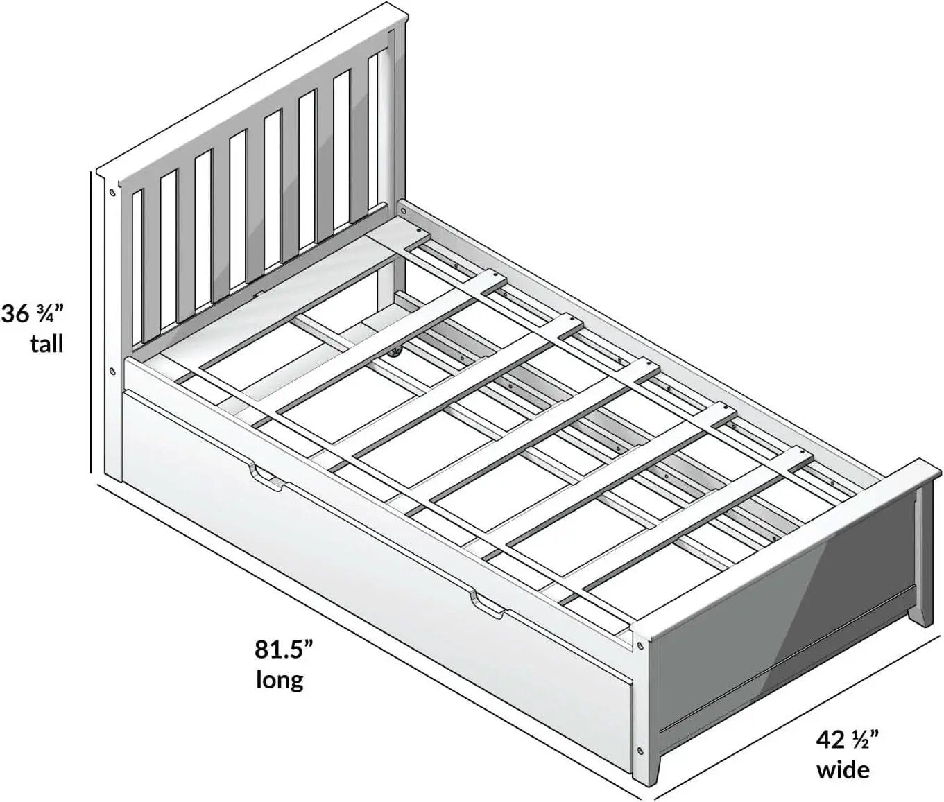 Blue Twin Bed Frame With Trundle Slatted Headboard from PriceLows™