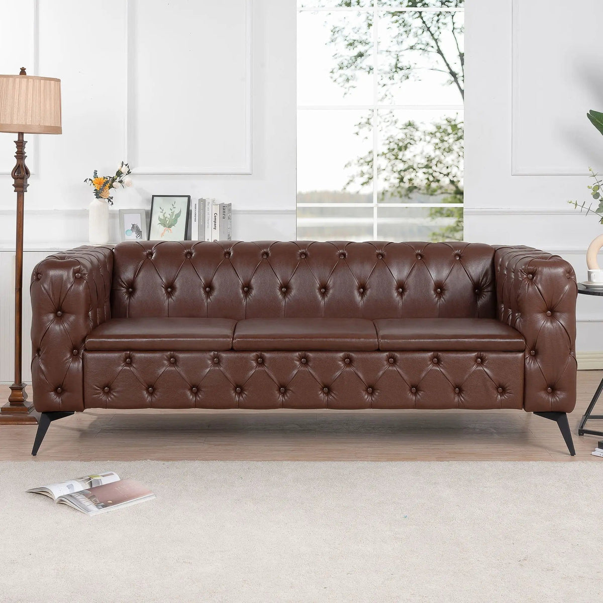 Square Arm Removable Cushion 3 Seater Sofa | 2 Pieces | Iron | Living Room